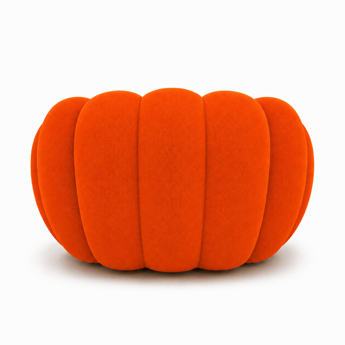 Fauteuil Rousseau en tissu 3D Orange vif, vu de dos sur fond studio — Orbe Paris