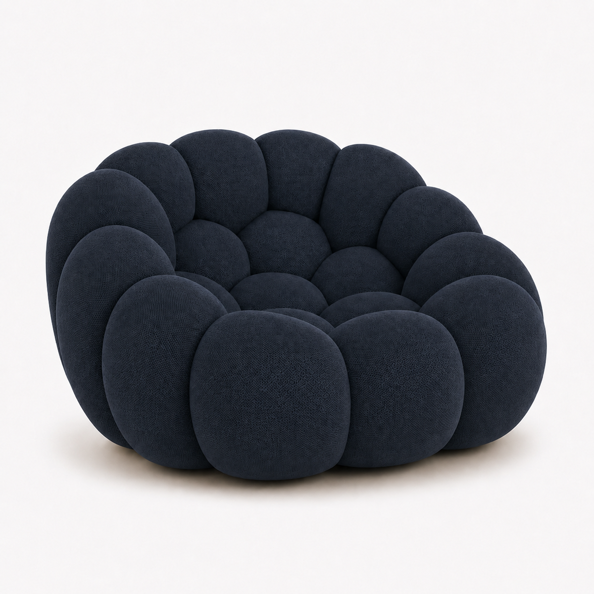 Fauteuil Rousseau Orbe bleu marine — vue de profil
