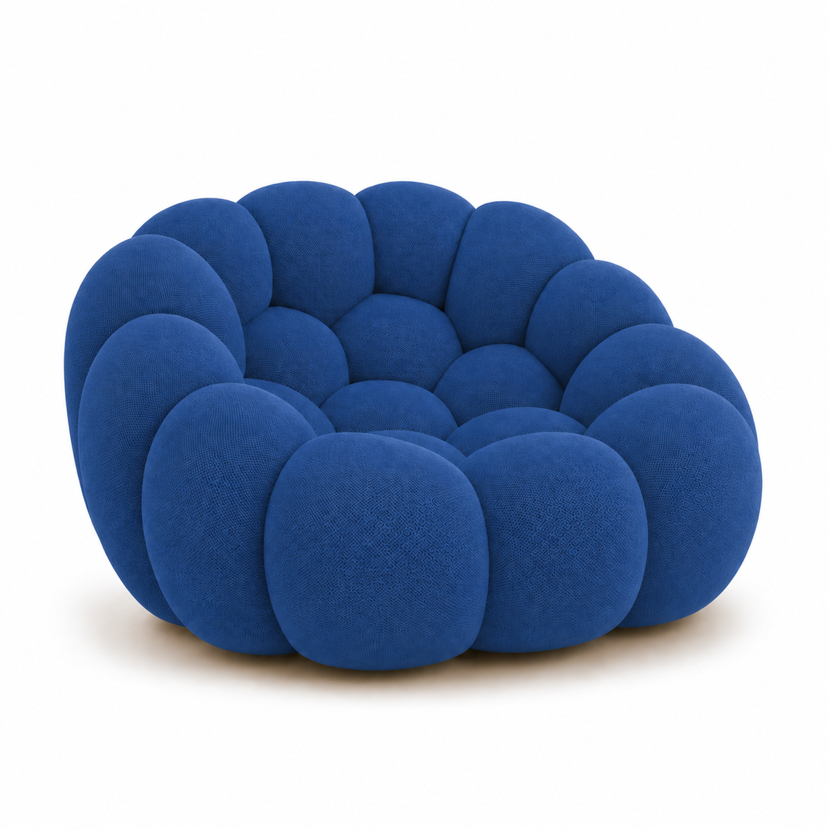 Fauteuil Rousseau Orbe bleu roi — vue de profil