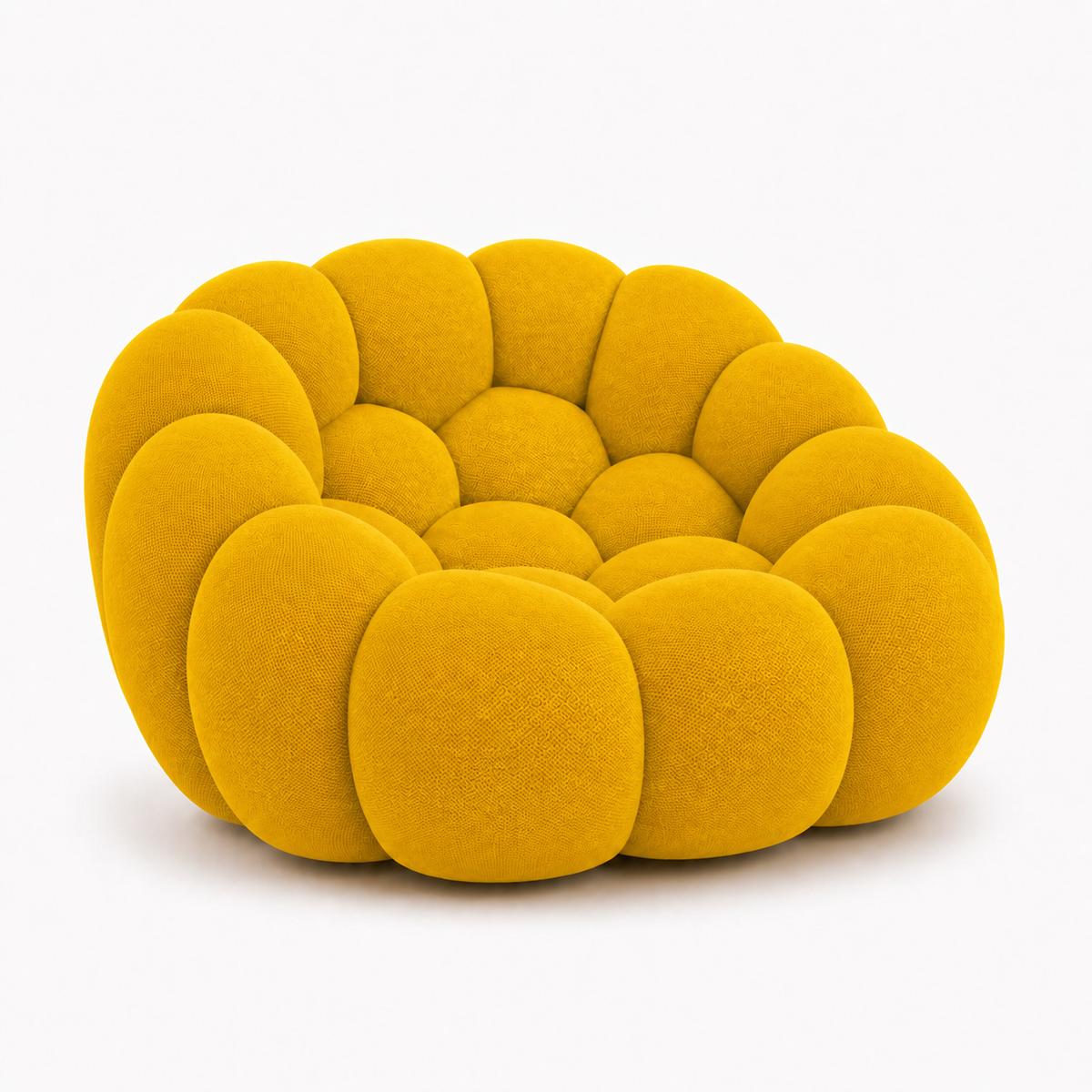 Fauteuil Rousseau Orbe jaune vif chaud — vue de profil