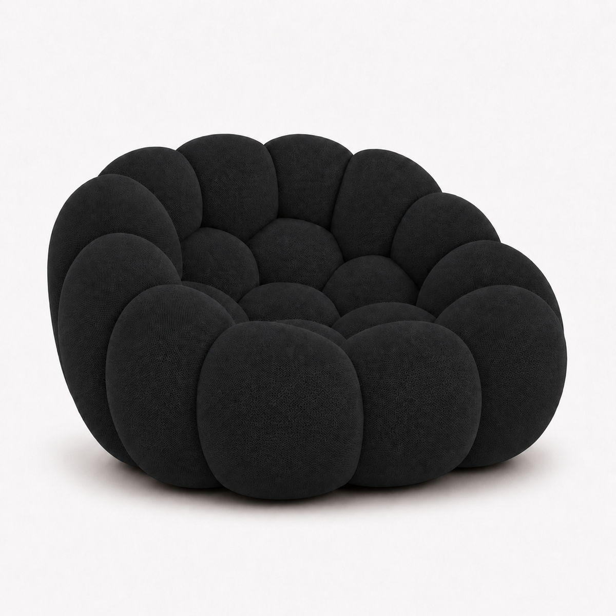 Fauteuil Rousseau Orbe noir textile — vue de profil