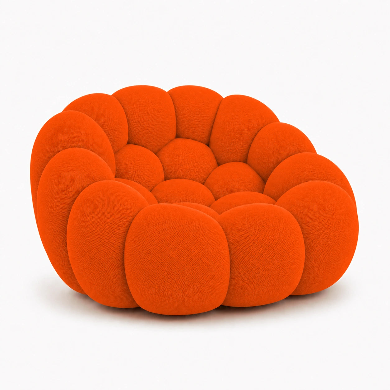 Fauteuil Rousseau Orbe orange vif — vue de profil