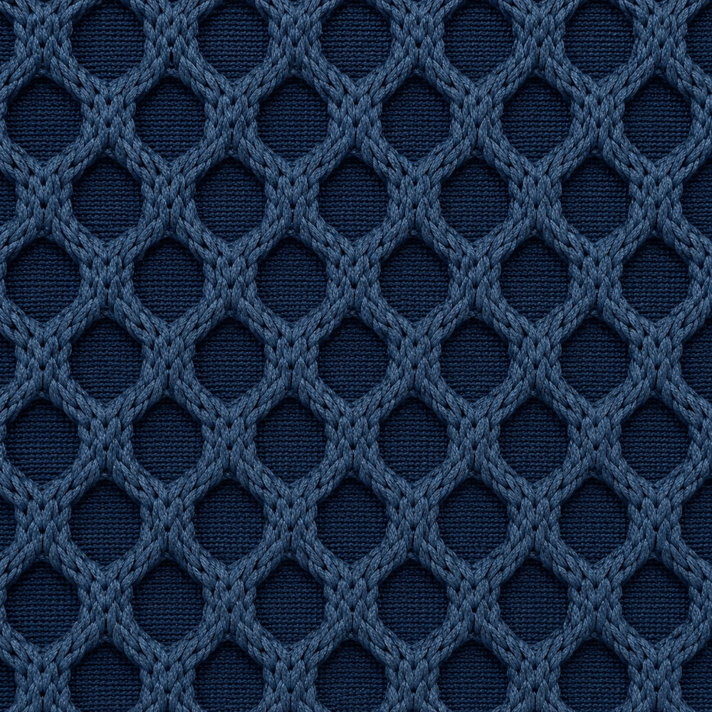 Gros plan du tissu maille 3D Orbe Paris — coloris Bleu marine