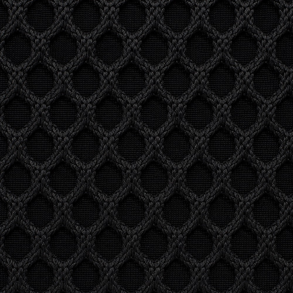 Gros plan du tissu maille 3D Orbe Paris — coloris Noir textile