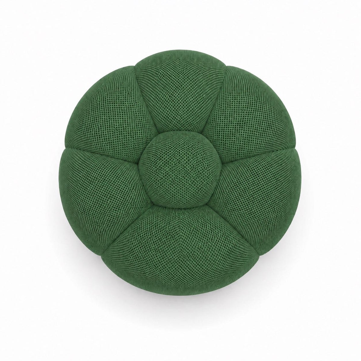 Pouf Rousseau en tissu 3D Vert forêt, vu de dessus sur fond studio — Orbe Paris