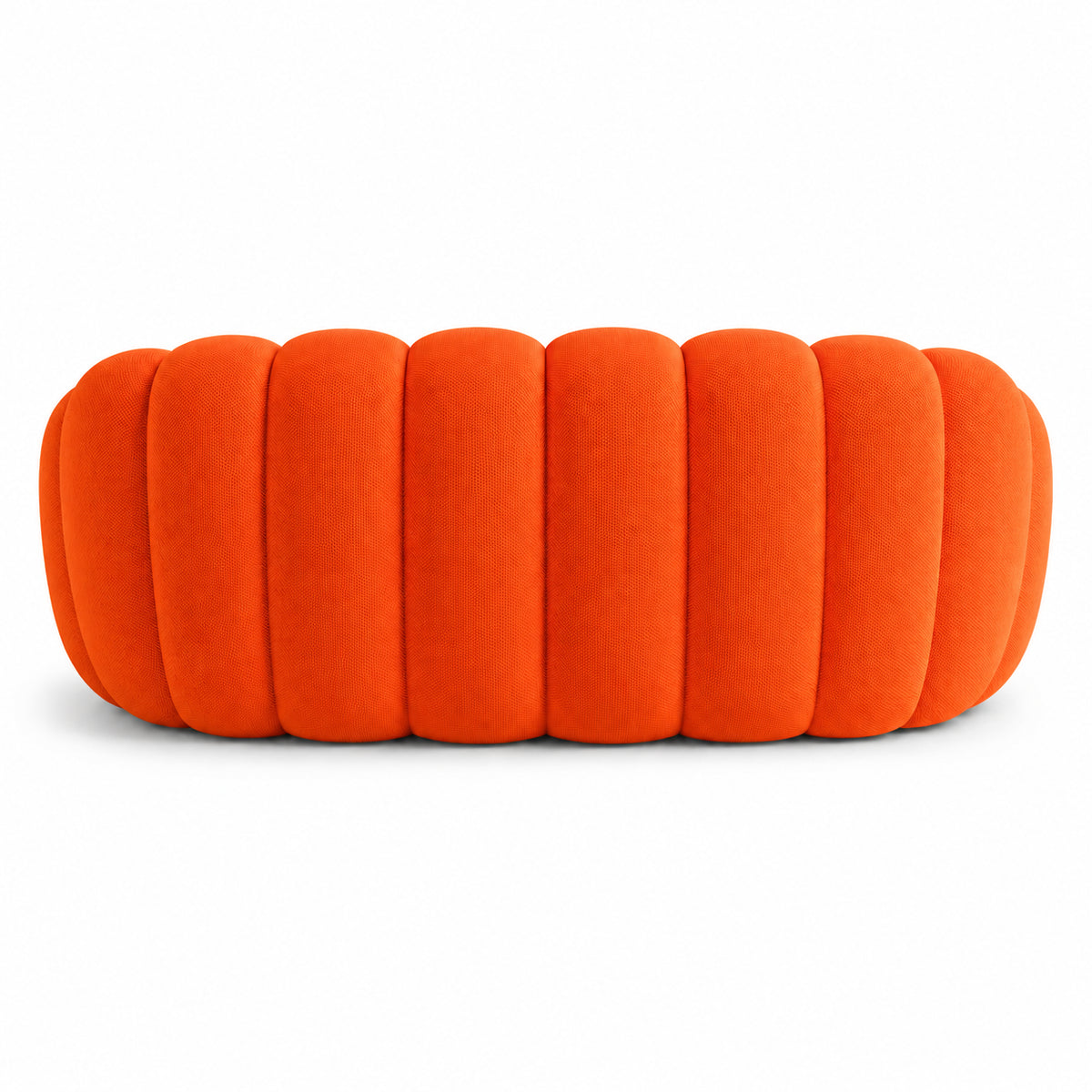 Canapé Rousseau 2-3 places en tissu 3D Orange vif, vu de dos sur fond studio — Orbe Paris