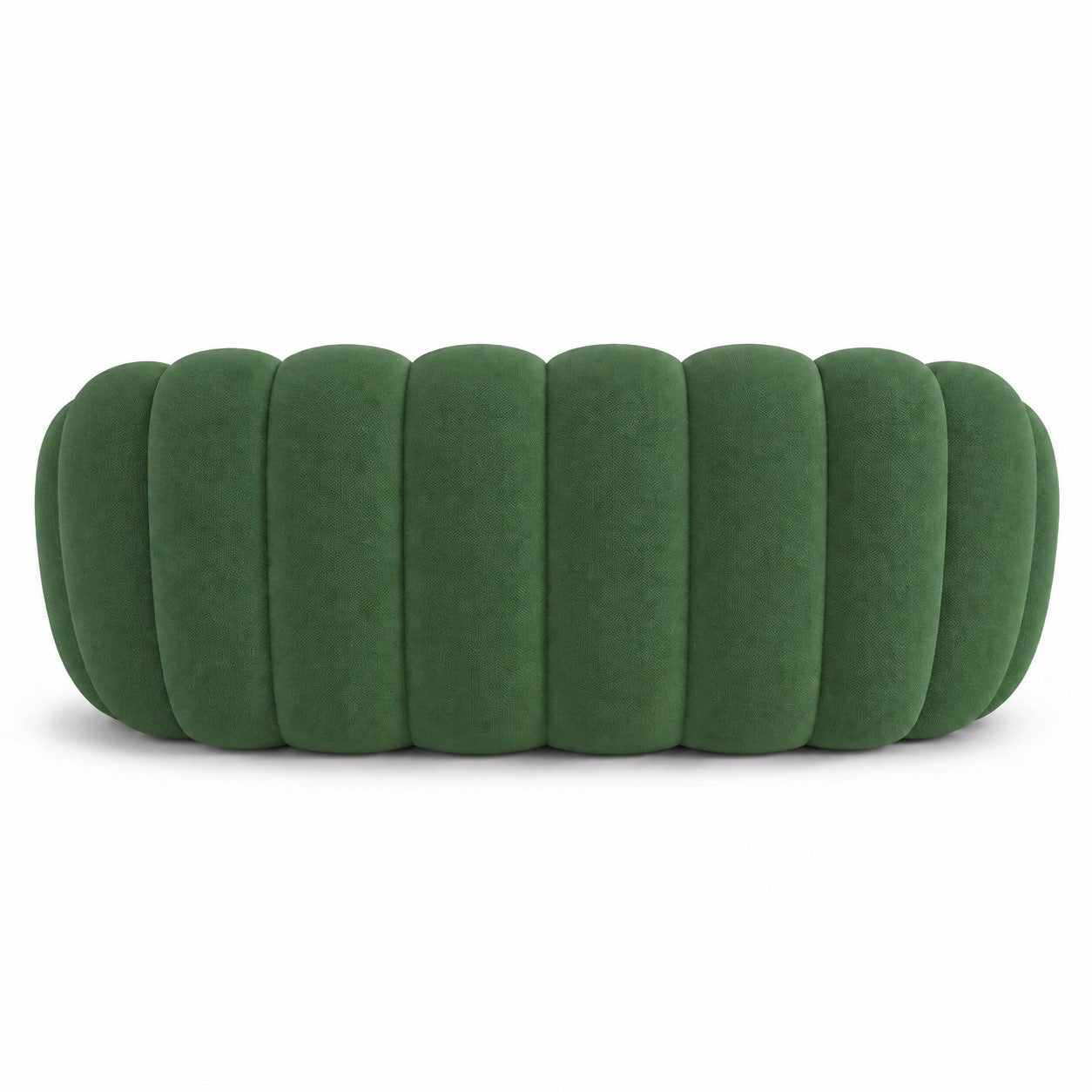 Canapé Rousseau 2-3 places en tissu 3D Vert forêt, vu de dos sur fond studio — Orbe Paris