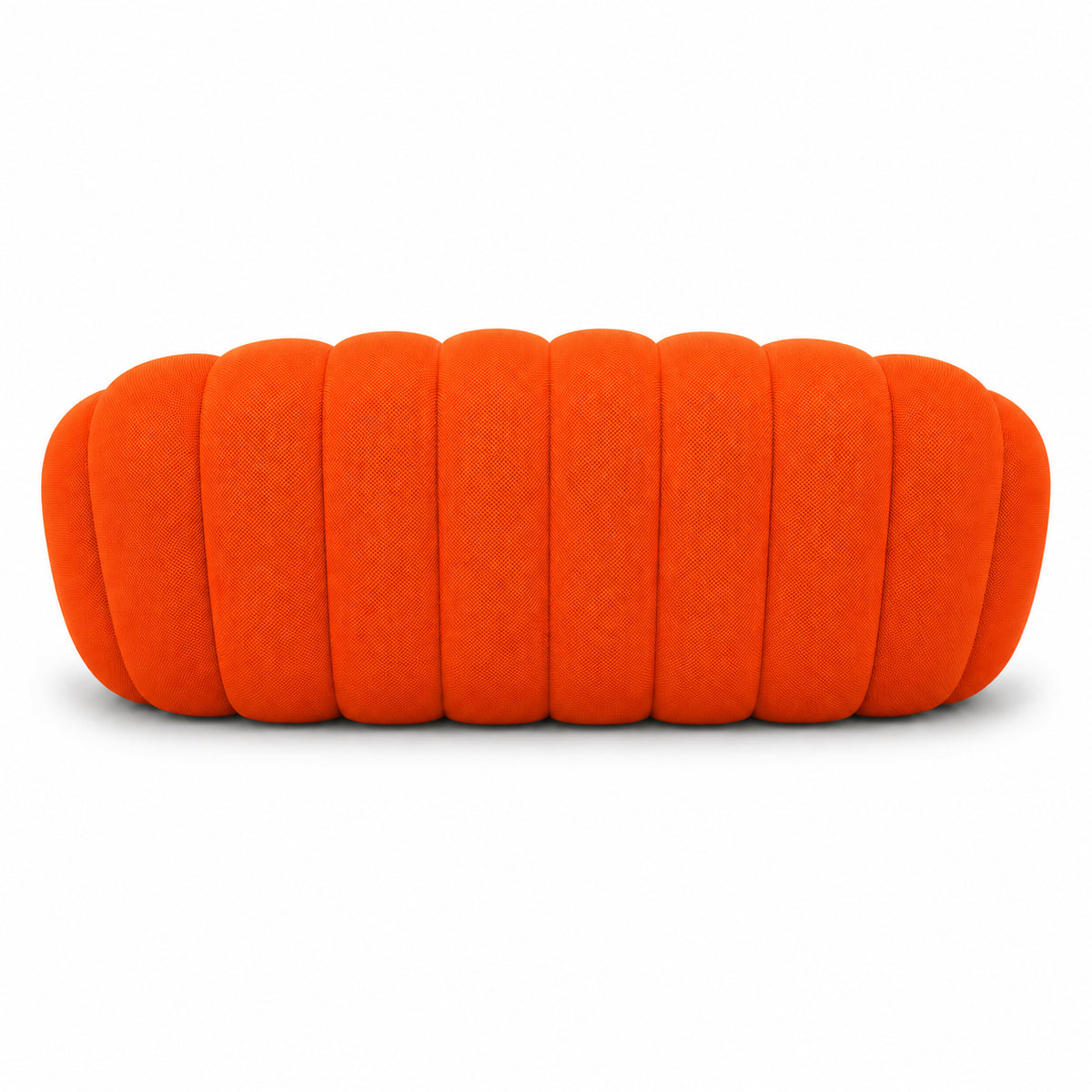 Canapé Rousseau 3-4 places en tissu 3D Orange vif, vu de dos sur fond studio — Orbe Paris