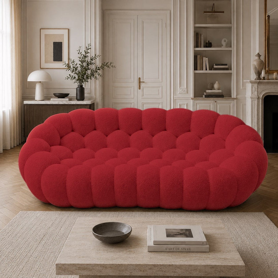 Grand canapé Rousseau — Rouge profond, mis en scène dans un salon — Orbe Paris
