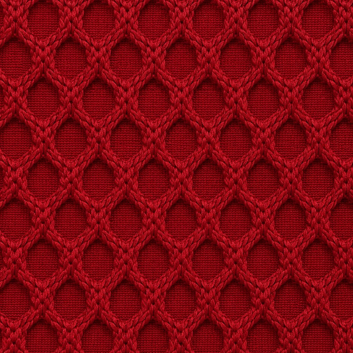 Gros plan du tissu technique Orbe Paris, teinte Rouge profond — relief alvéolé visible.
